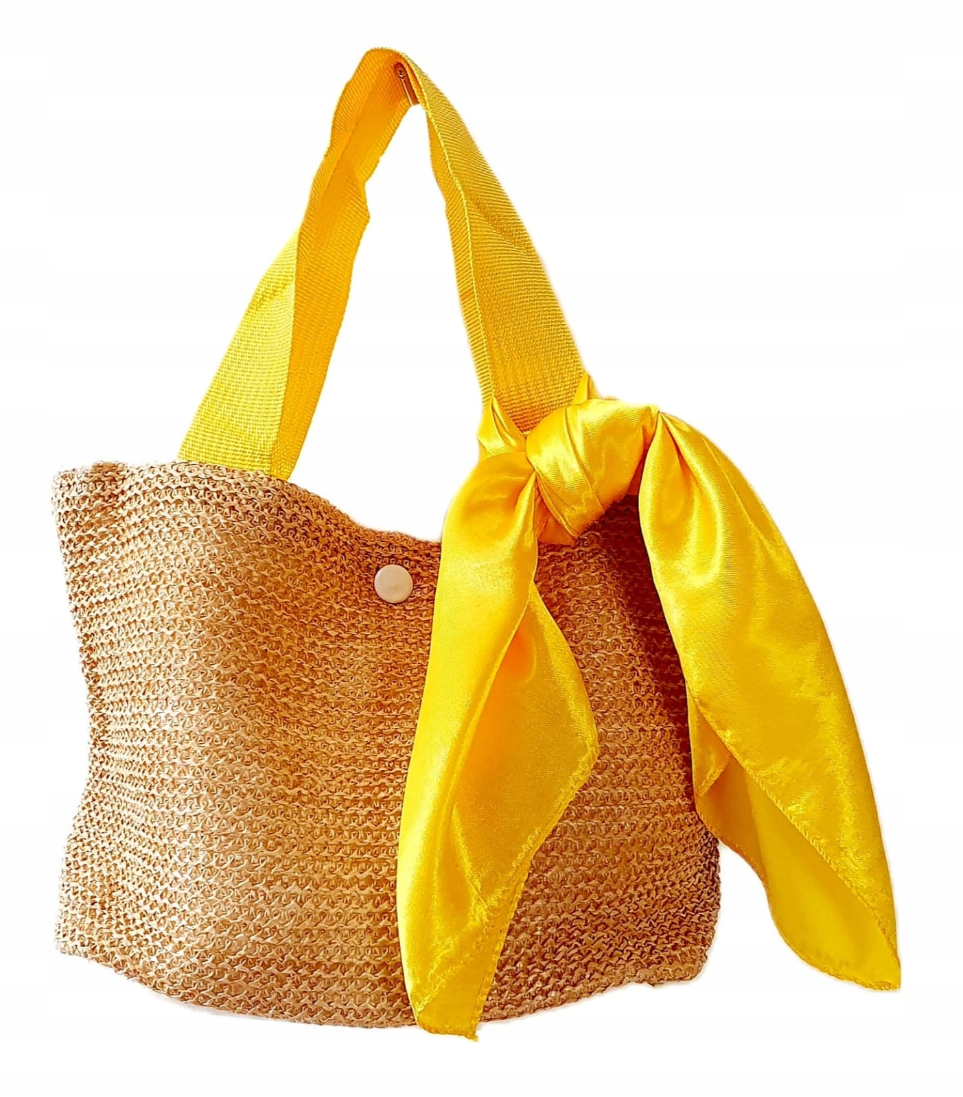 

Koszyk Plażowy Średni Żółte Rączki I Chustka