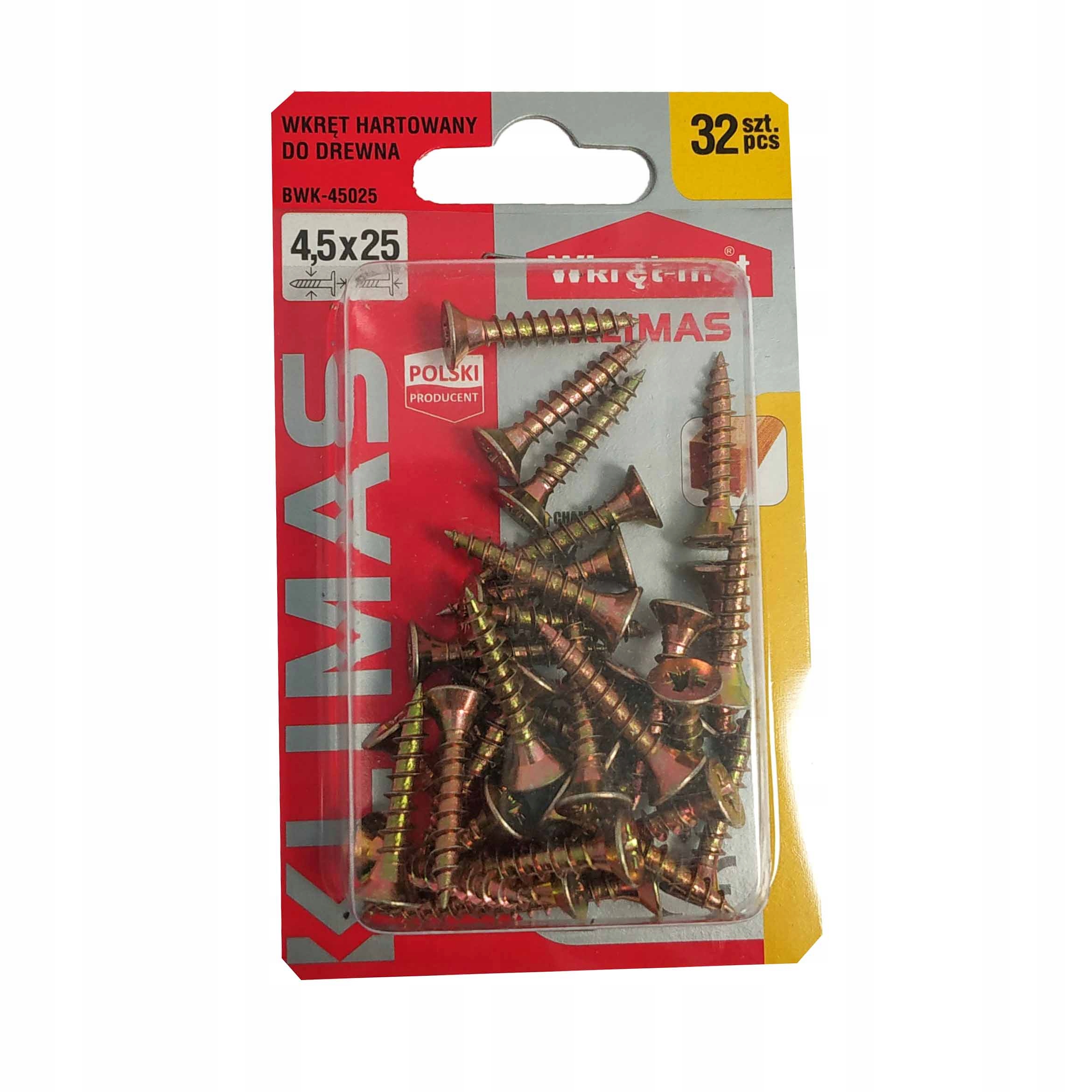 

Wkręty hartowane konfirmaty do drewna 4.5x25 32szt