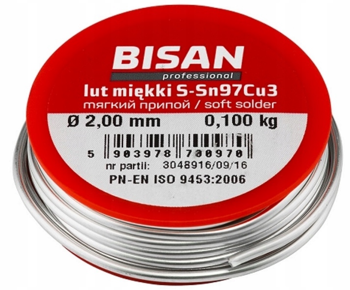 

Lut Miękki Cyna Do Lutowania 2.0 mm 100G Bisan Szp