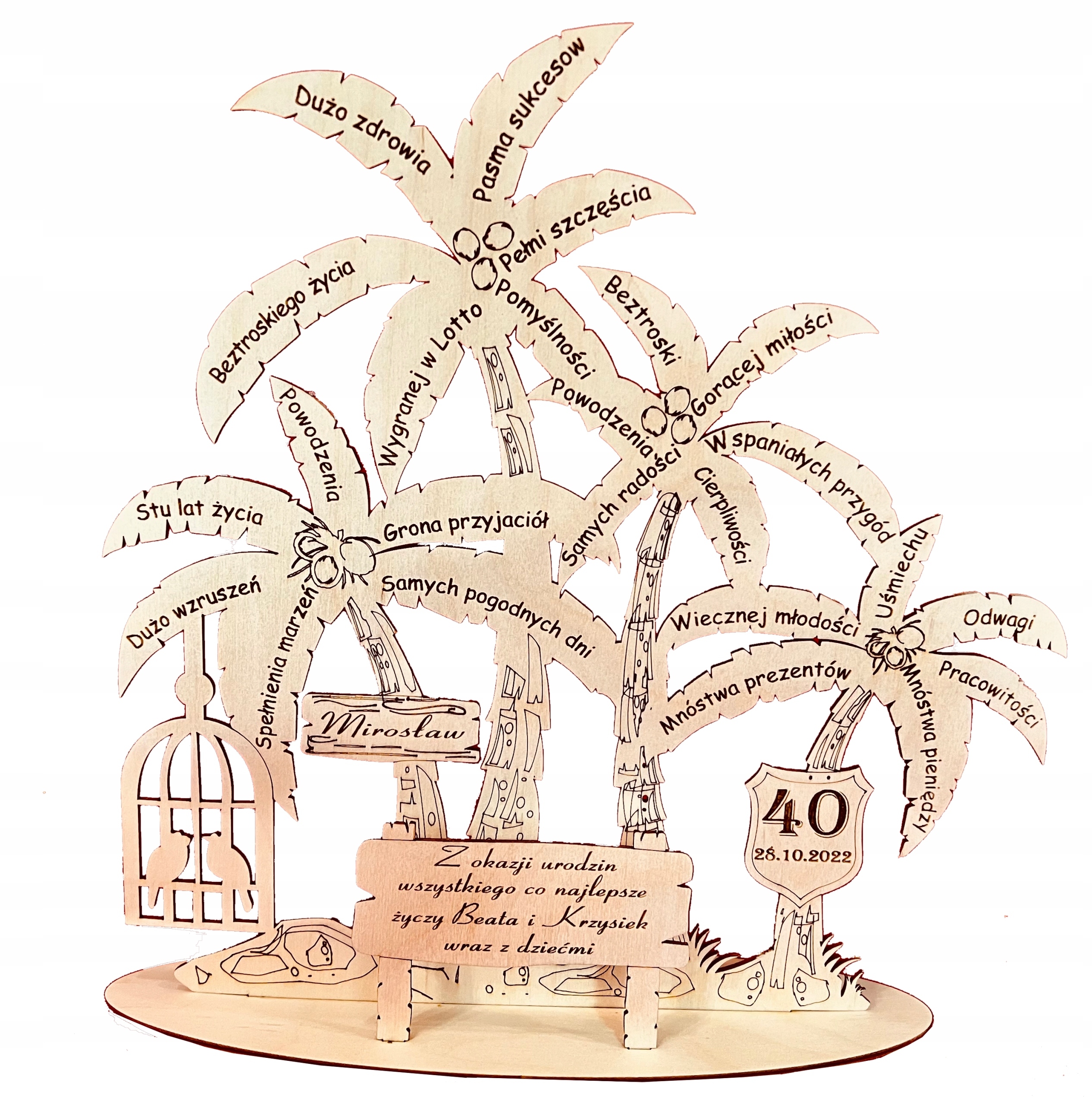 Gravírované stromy-Narozeninové palmy s přáním