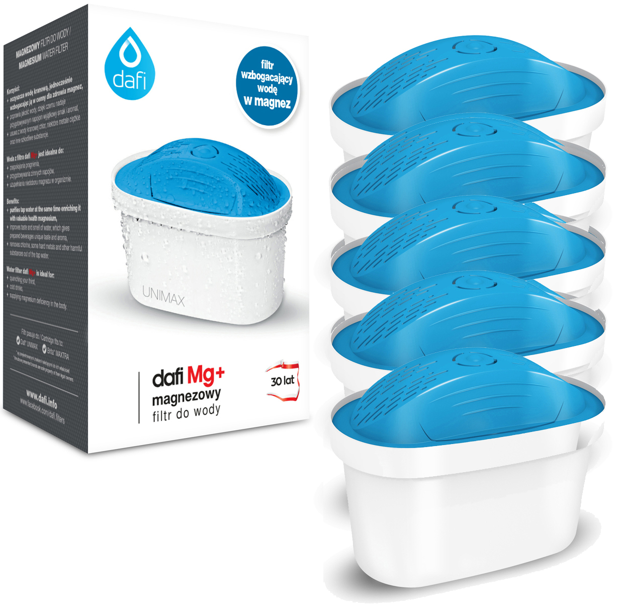 5 szt Wkład filtr Unimax Mg+ Magnezowy Dafi Brita