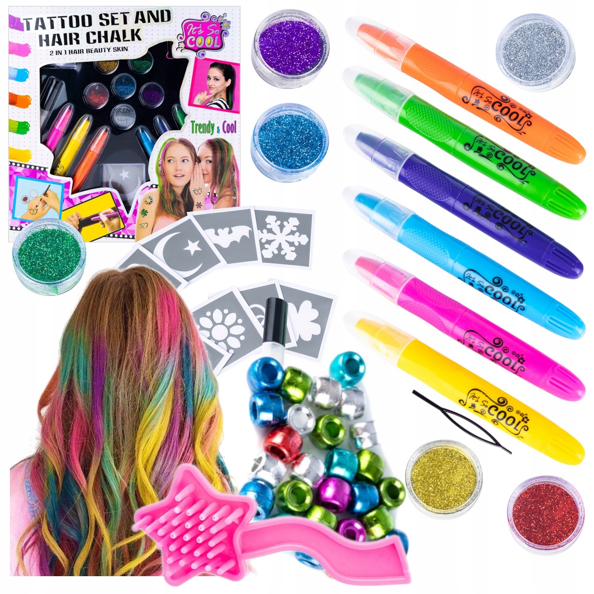 FARBY DO WŁOSÓW KOLOROWE TATUAŻE BROKATOWE DZIECI