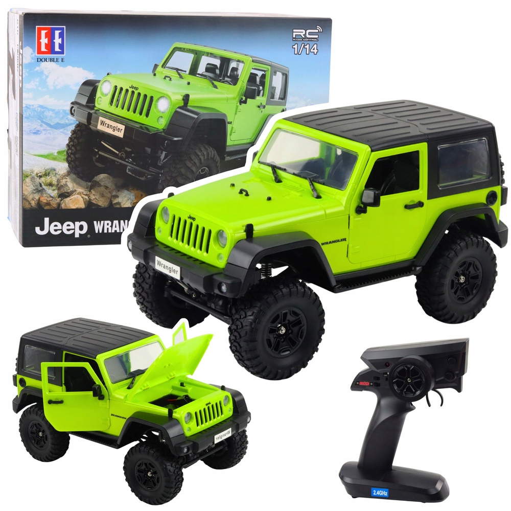 Auto Terenowe Zdalnie Sterowane Rc Jeep Wrangler Rock Crawler Zielony 1:14