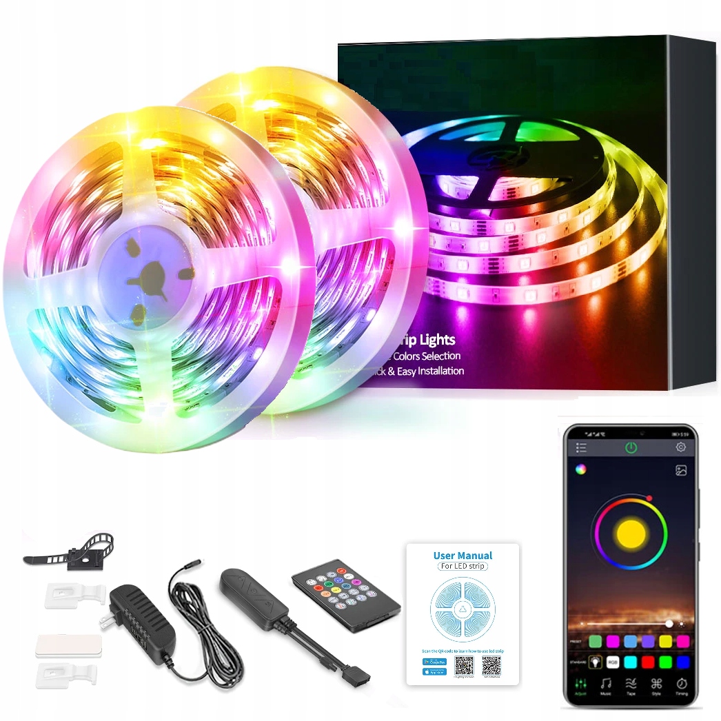 

Taśma Led 20M Rgb Aplikacja Bluetooth Muzyka Pilot