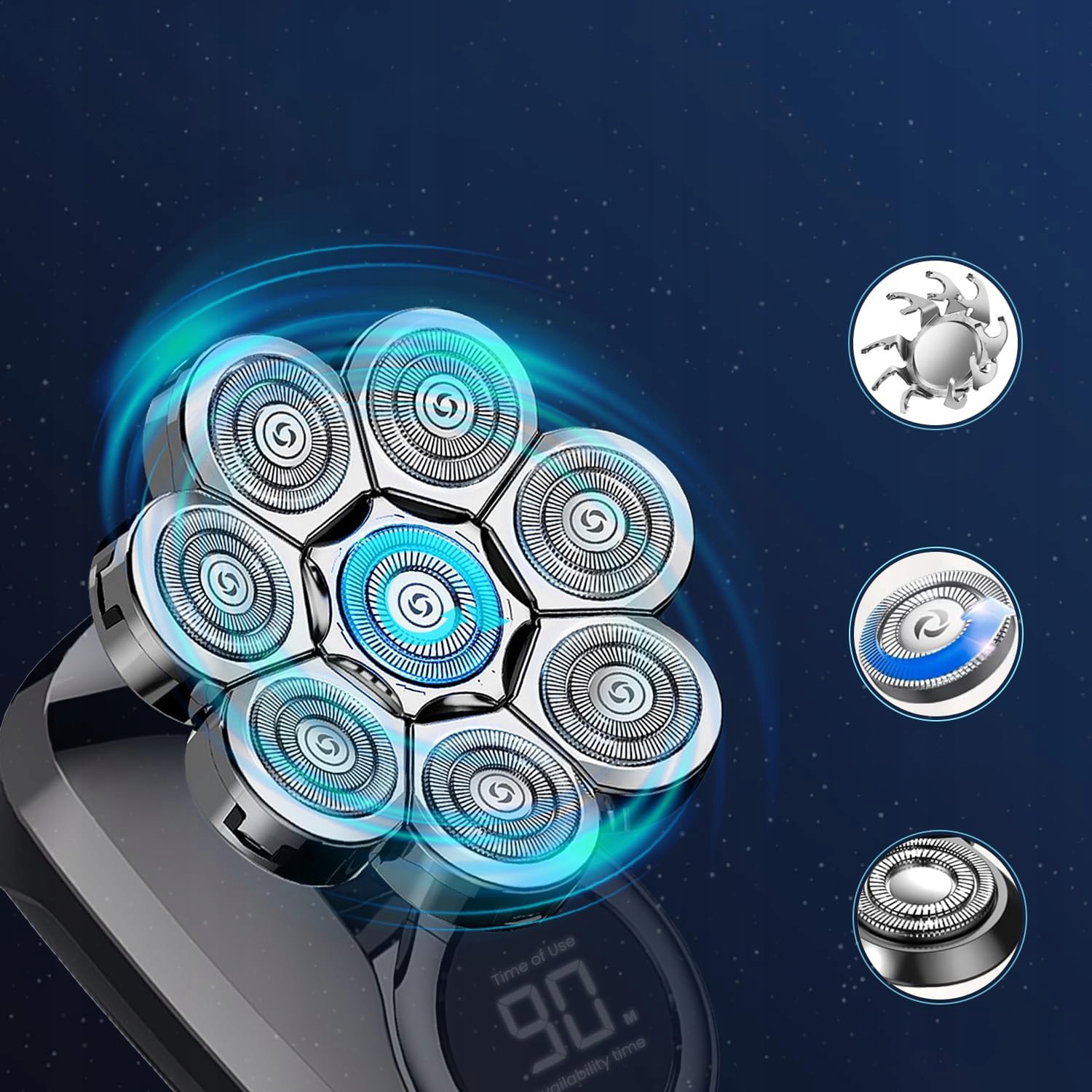 AKUMULATOR GOLARKA ELEKTRYCZNA 6W1 Z 8 PŁYWAJĄCYMI GŁOWICAMI WODOODPORNY Czas ładowania 120 min