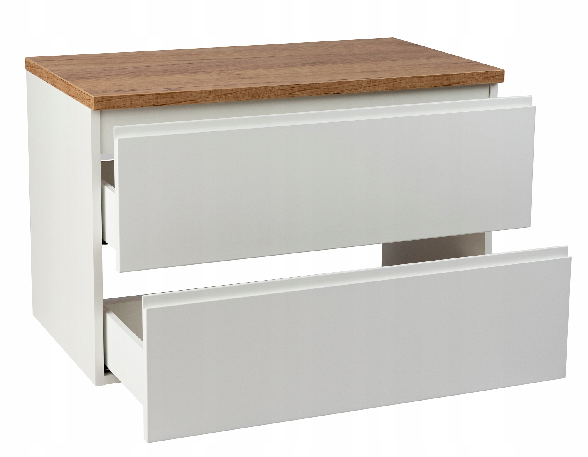 ZESTAW ŁAZIENKOWY Z BLATEM DĘBOWYM 80 biały połysk Stan opakowania oryginalne