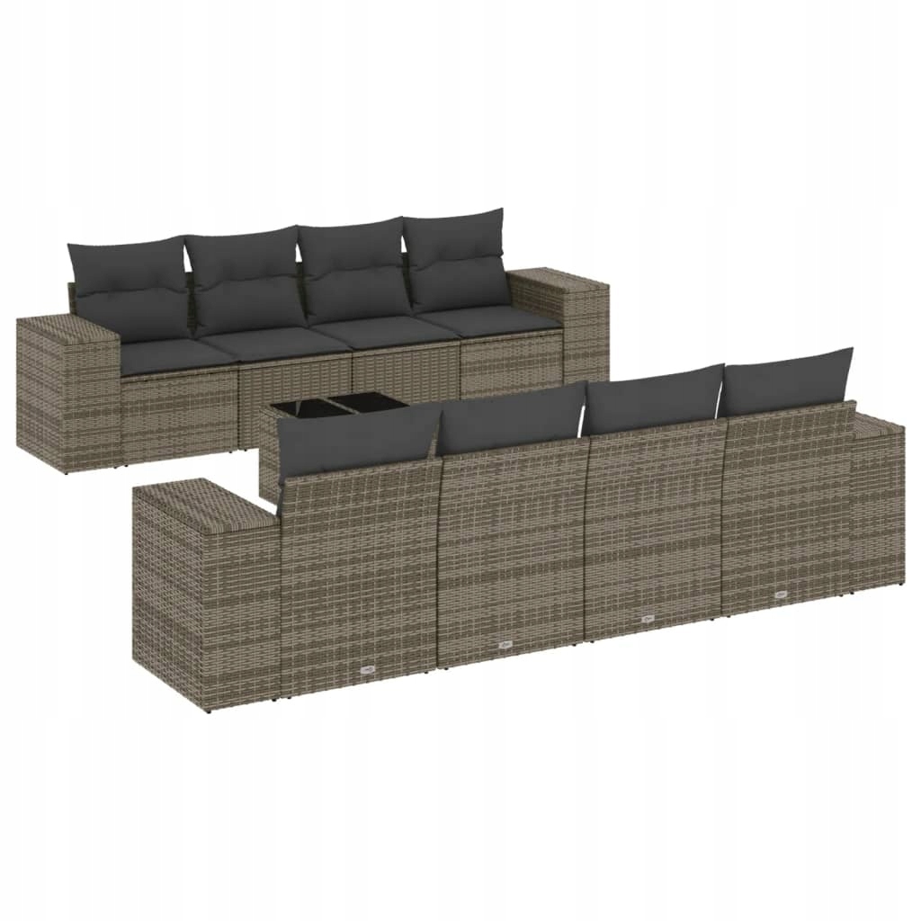 Set zahradního nábytku plast vidaXL šedý 9 el.