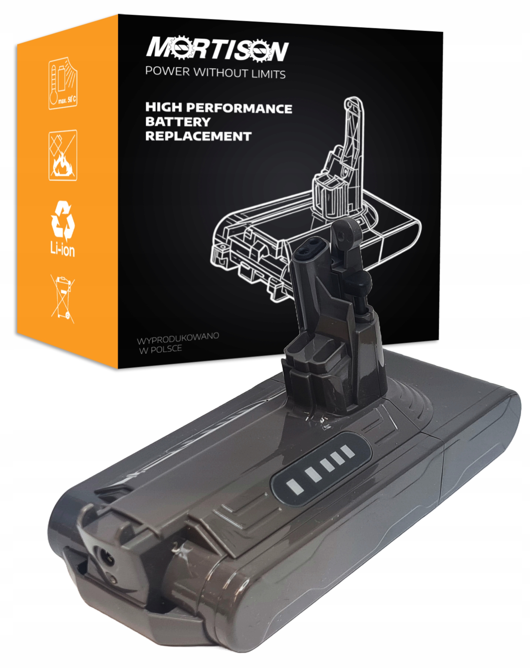 Akumulator Bateria do Dyson V10 SV12 25.2V 4000mAh zamiennik Mortison