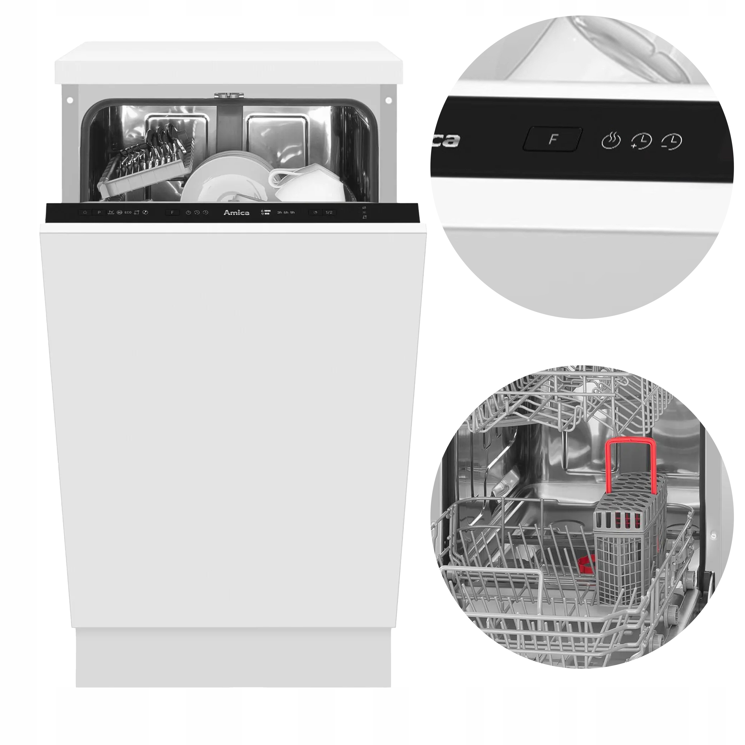 Zmywarka do zabudowy Amica DIM41 45 cm 9 kompletów SteamPower Led biała