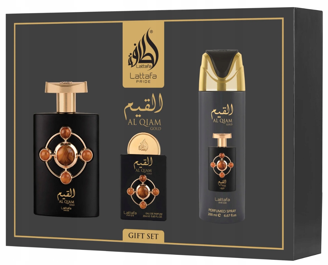 Lattafa Al Qiam Gold 100ML 20ML Deo 200 ML dárková sada unisex