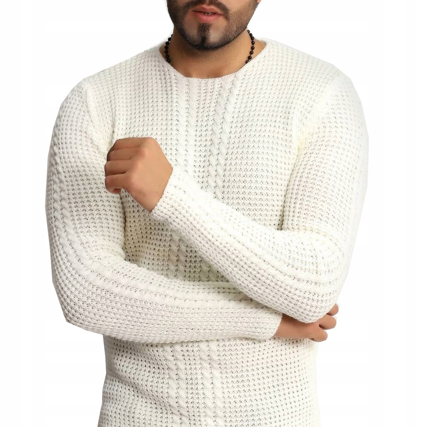 Pánský elastický teplý svetr s příměsí vlny