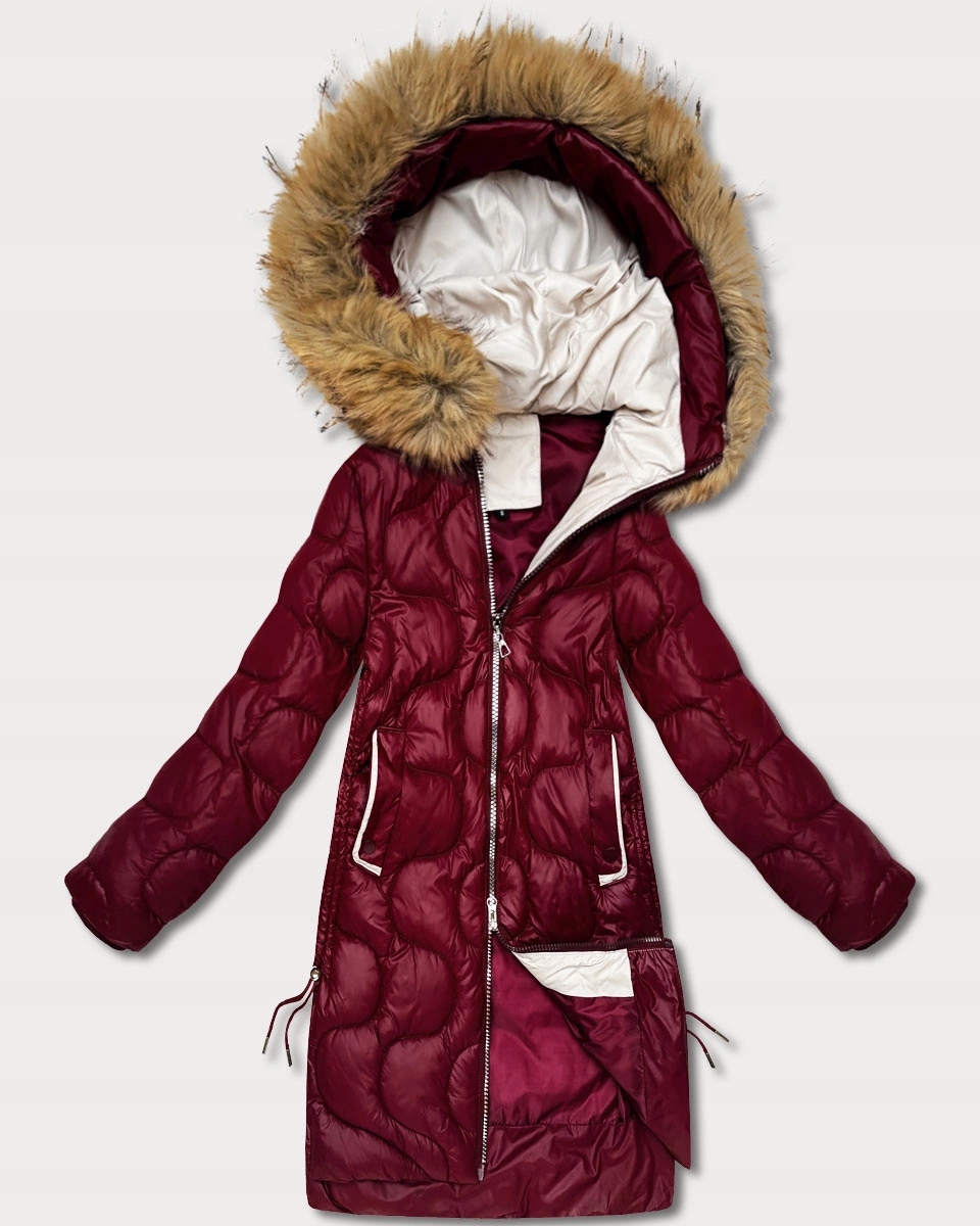 Zimní Bunda Kapuce 5M3351 Bordó L (40)