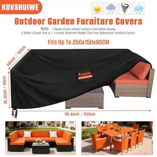 KOVSHUIWE Pokrowiec Na Meble Ogrodowe Wodoodporny 250x250x90cm UV Odporny — miniatura 2