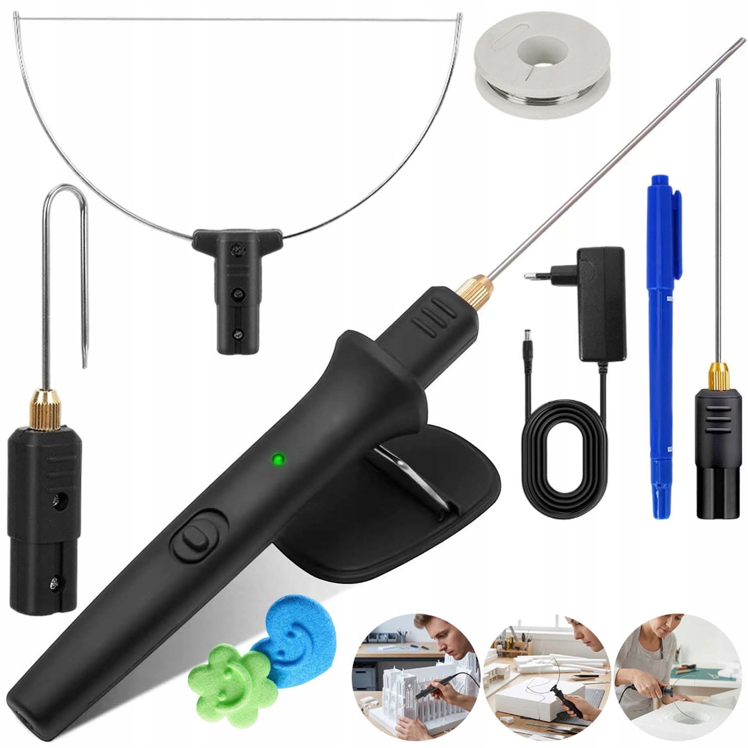 Elektrický Nůž Pro Řezání Polystyrénu, Vyřezávač Koncovek 3V1 18W