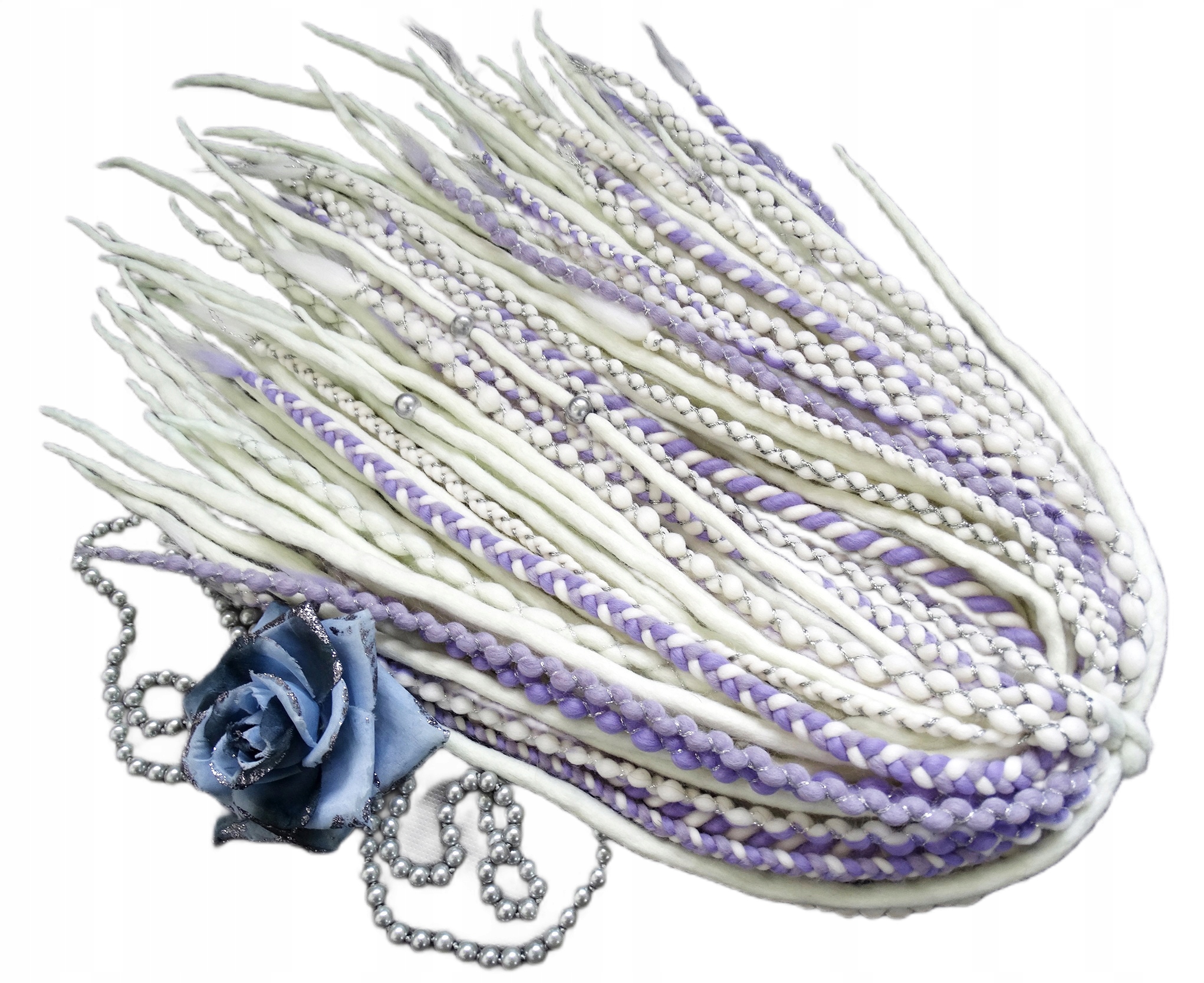 Vlněné pastelky Dredy, bílé levandulové, Levandulové, 40 kusů