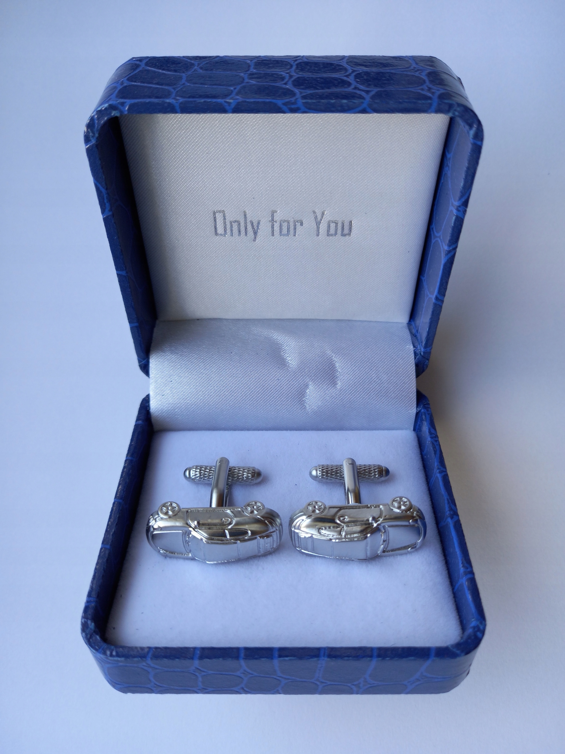 Stříbrné manžetové knoflíčky Model Miniatura Auto Porsche 911 Pouzdro