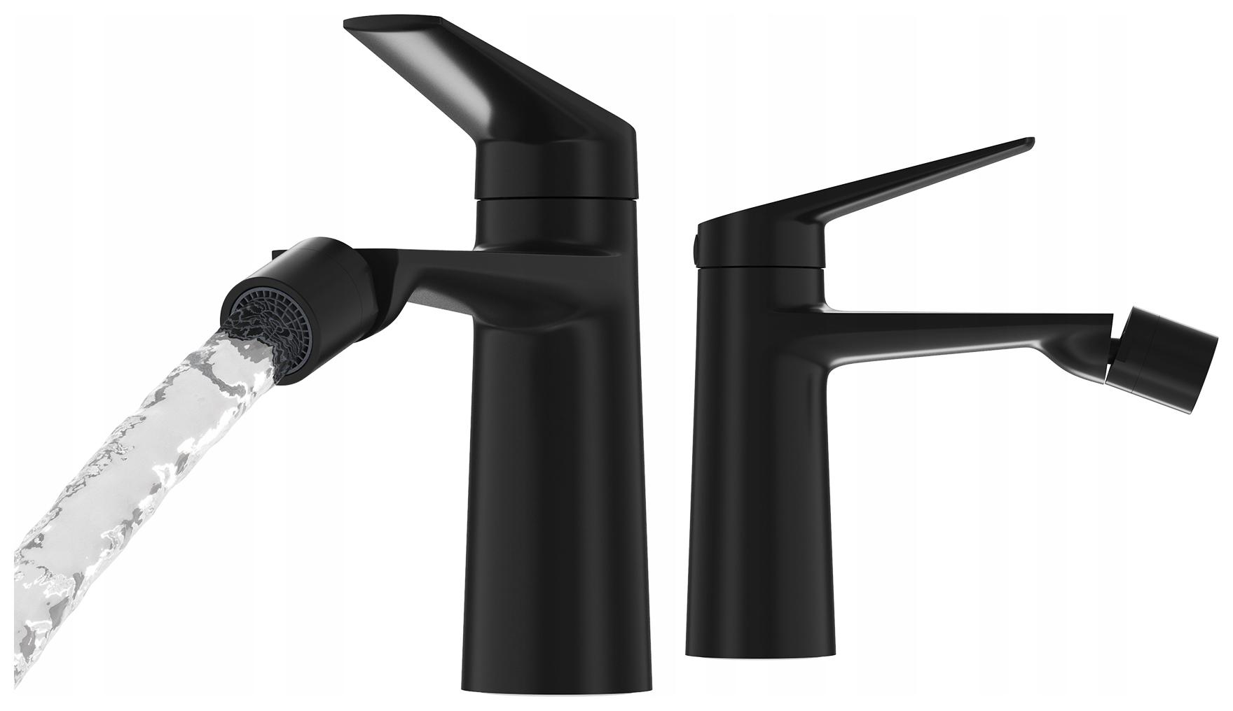 Bidetová Baterie Černá Koupelnová Mosazná Stojící S Jedním Držákem Baterie Nave