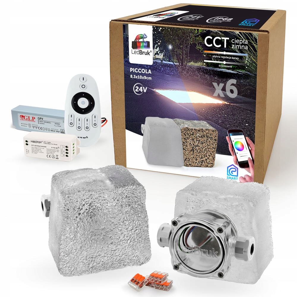 6x LedBruk Świecąca Kostka Brukowa Piccola-A CCT