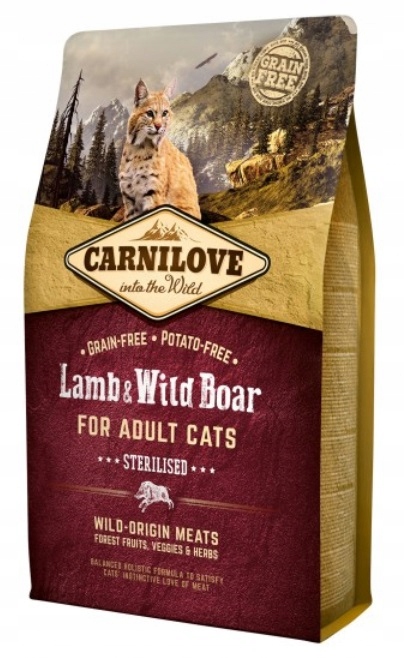 Levně Carnilove Cat Lamb & Wild Boar Sterilised 2kg Krmivo pro kastrované kočky s jehněčím a divočákem 2kg