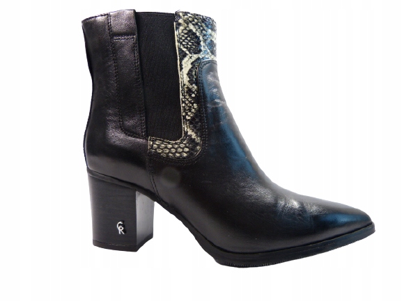 černé kožené kotníkové boty se sloupkem na špici Carinii 36