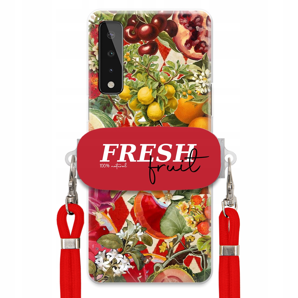 Puzdro pre Lg X Stylo 7 5G Červené Crossbody vodítko držiak Fresh Fruit