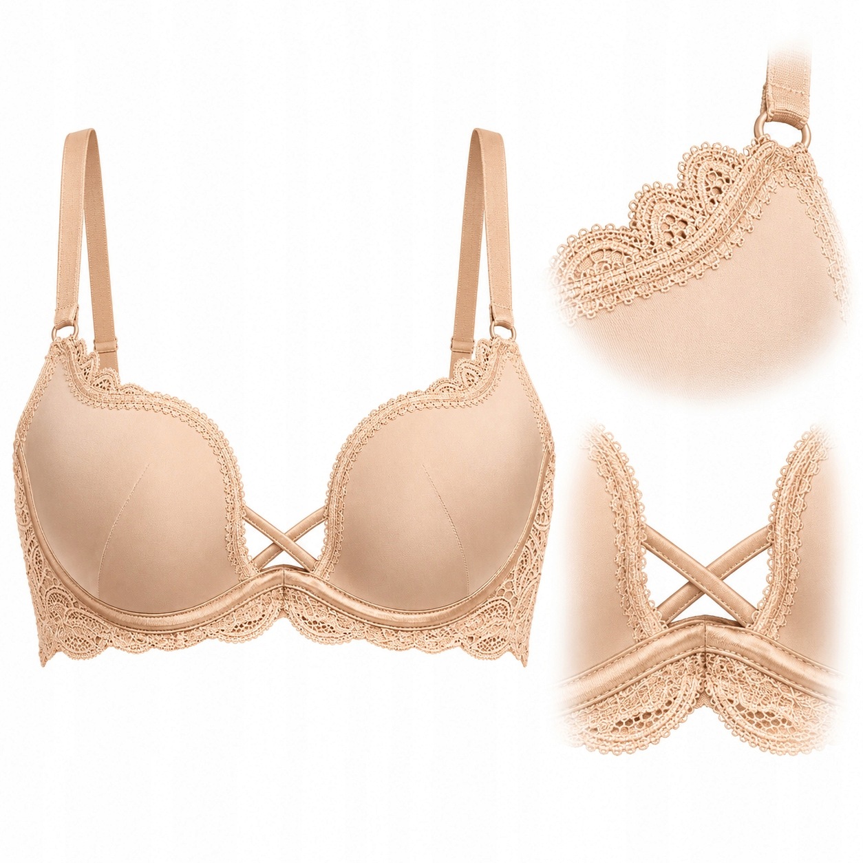 Push-up podprsenka s krajkou Henderson Delis 36121 zlatá hnědá 65D Anrr