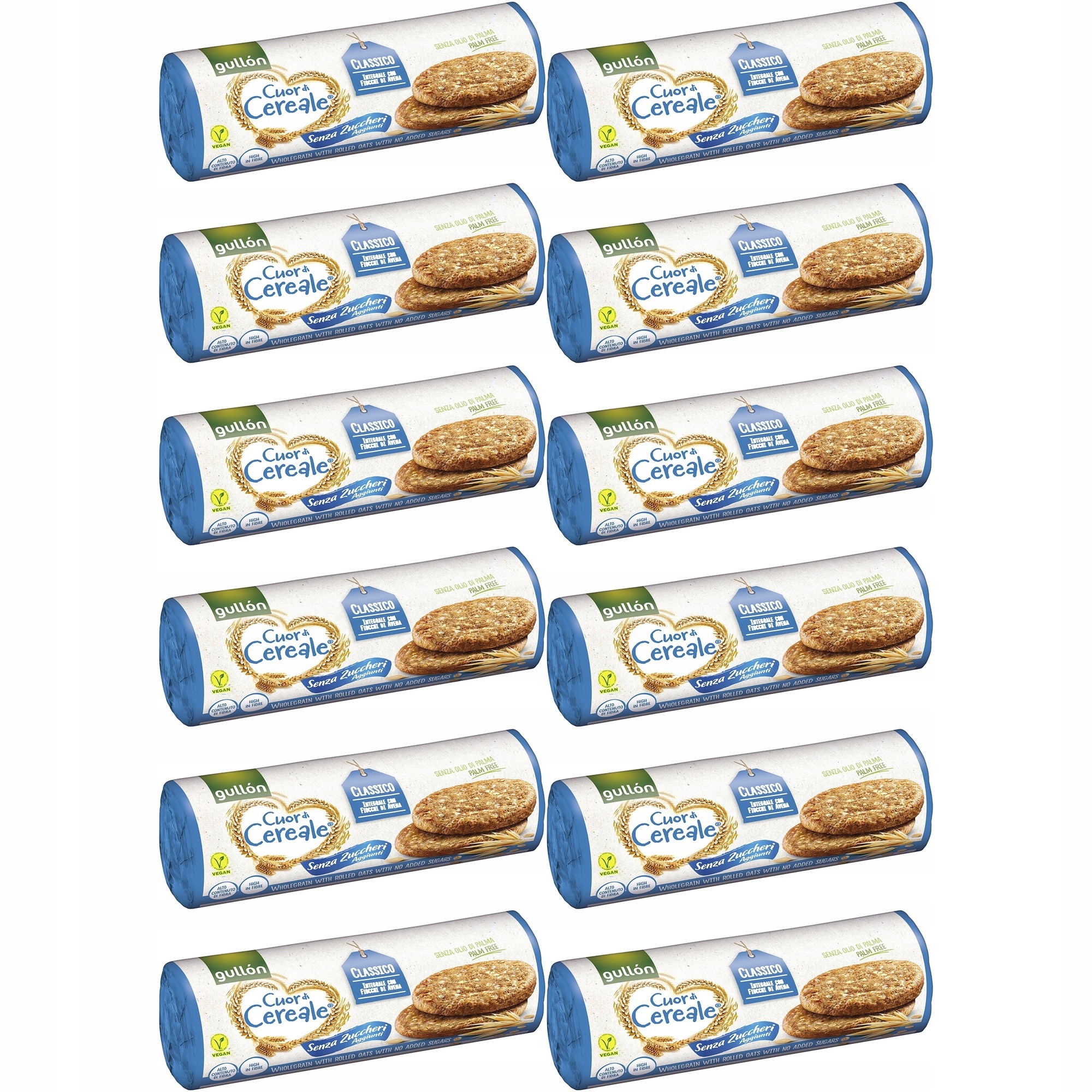 Zestaw 12 x Gullon Ciasteczka pełnoziarniste ze zbożami bez dodatku cukru