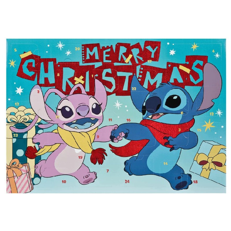 Адвент-календарь Disney Lilo & Stitch, 24 сюрприза: канцелярия, наклейки, пазлы