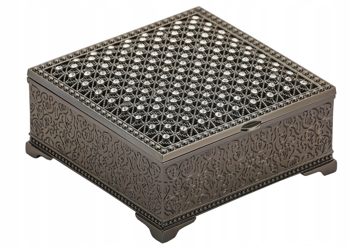 Krabička na šperky, krabička černá, kovová krabička Gravírování Bonus