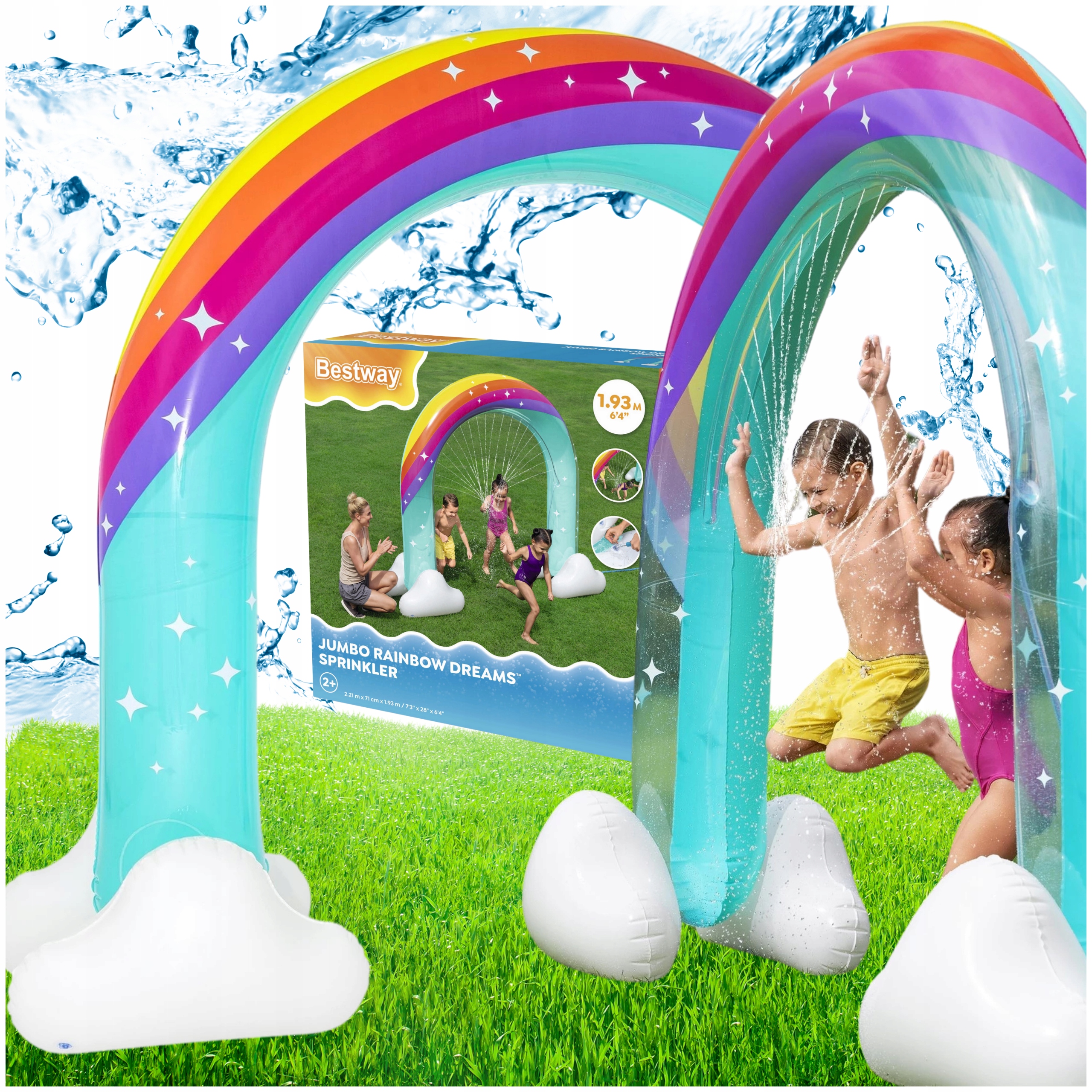 Bestway Zraszacz Ogrodowy Kurtyna Wodna Tęcza Mgiełka Wodna Dla Dzieci