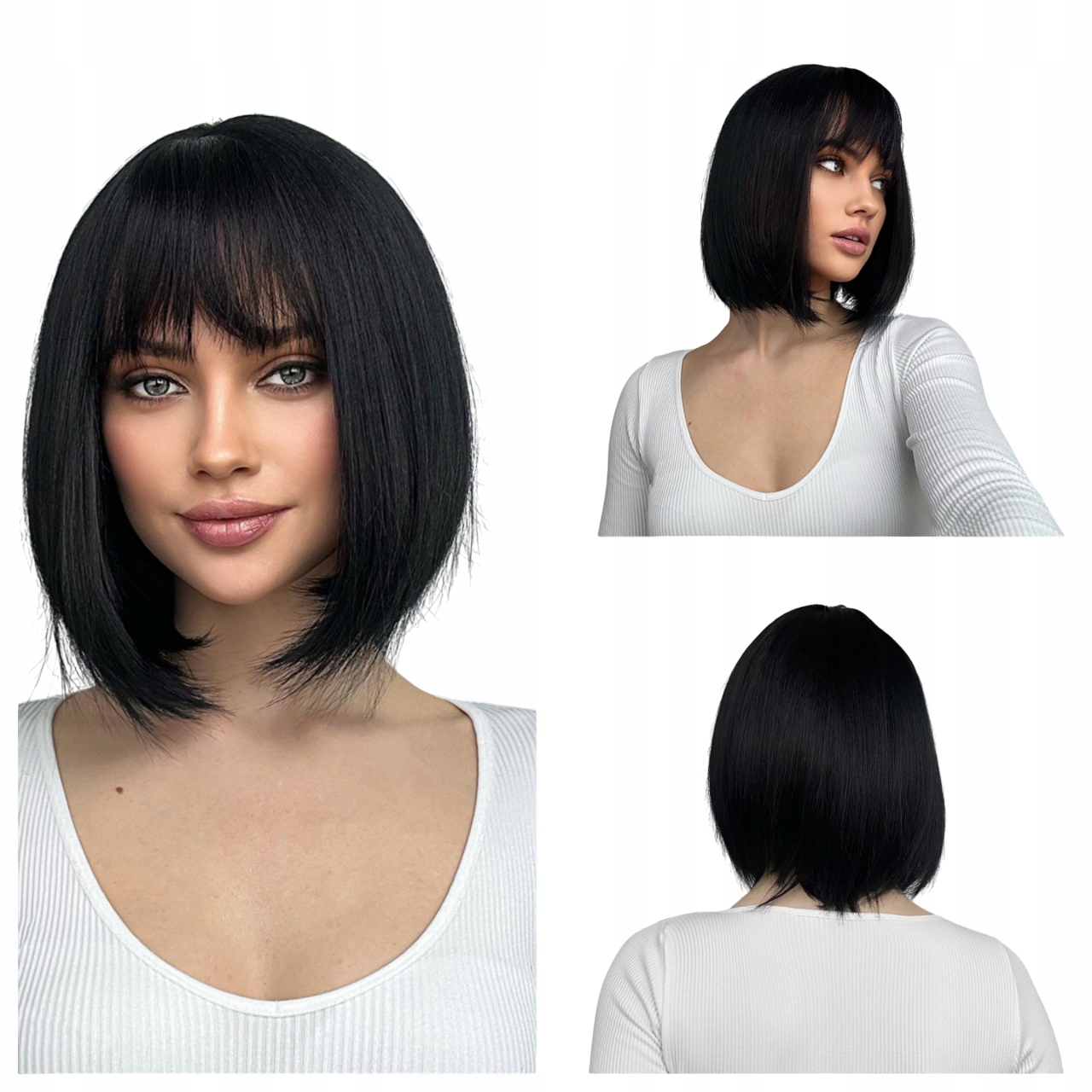 Peruka damska czarna krótka bob peruki damskie czepek włosy jak naturalne