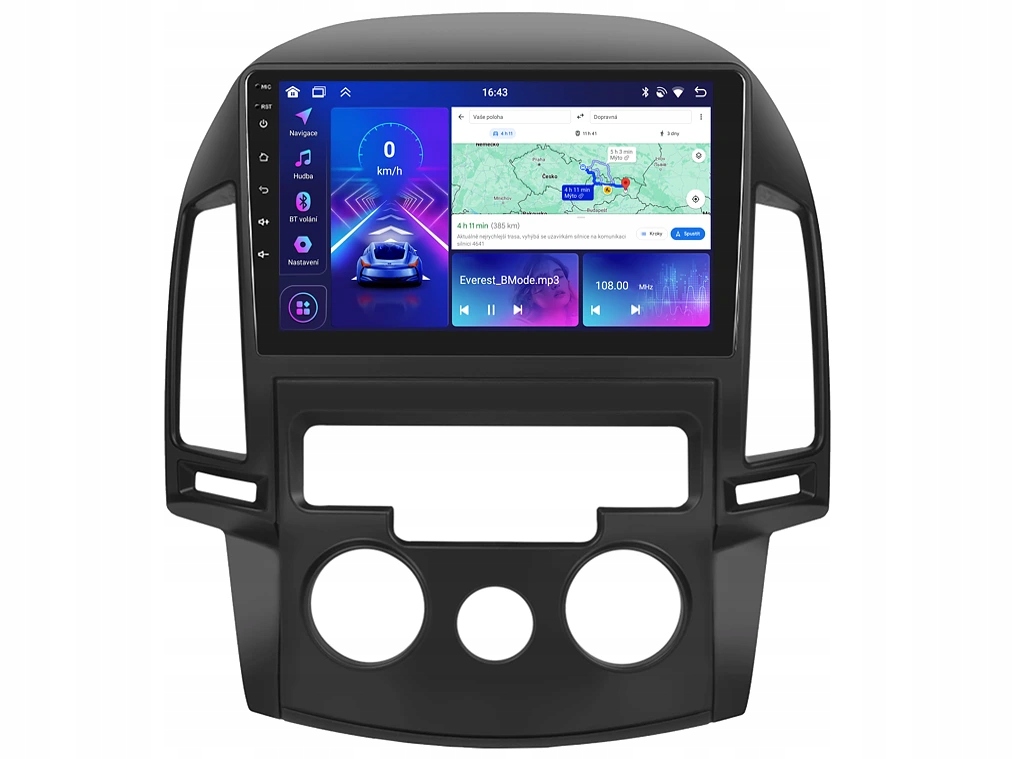 Bmode 2DIN autorádio BEV48 Android, Hyundai i30 s manuální klimatizací