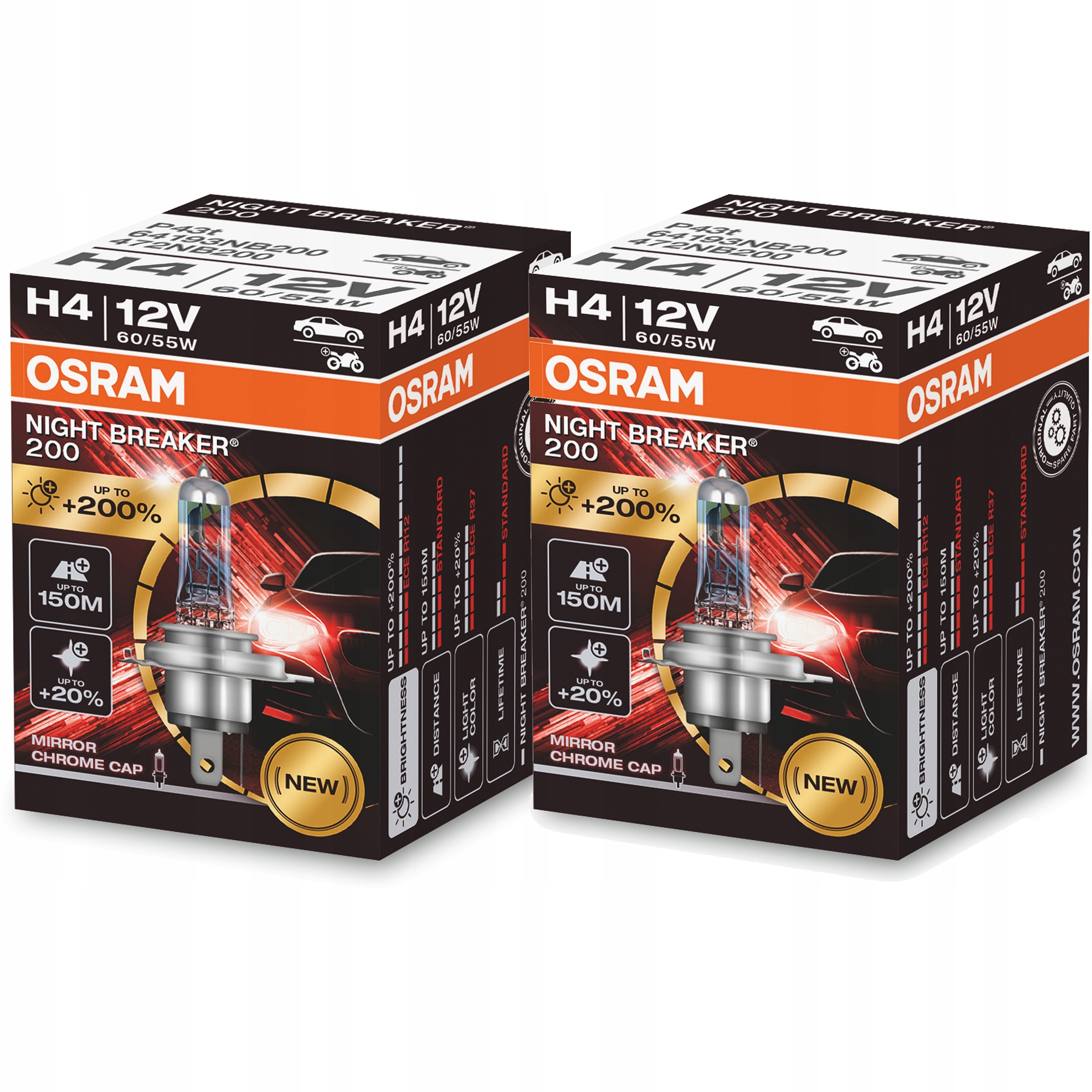 Osram żarówka H4 Night Breaker Laser 200% 150m 2szt.