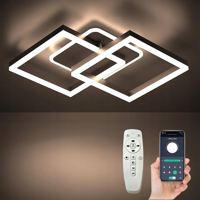 Led Stropní Lampa 40W Čtverec Stmívatelná Černá S Dálkovým Ovládáním 3000-6500K