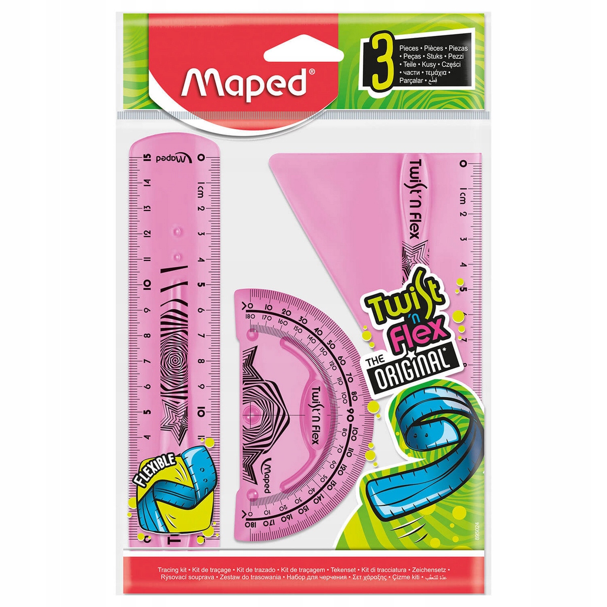 ZESTAW GEOMETRYCZNY NIEŁAMLIWY LINIJKA EKIERKA KĄTOMIERZ MAPED Kod producenta C895024