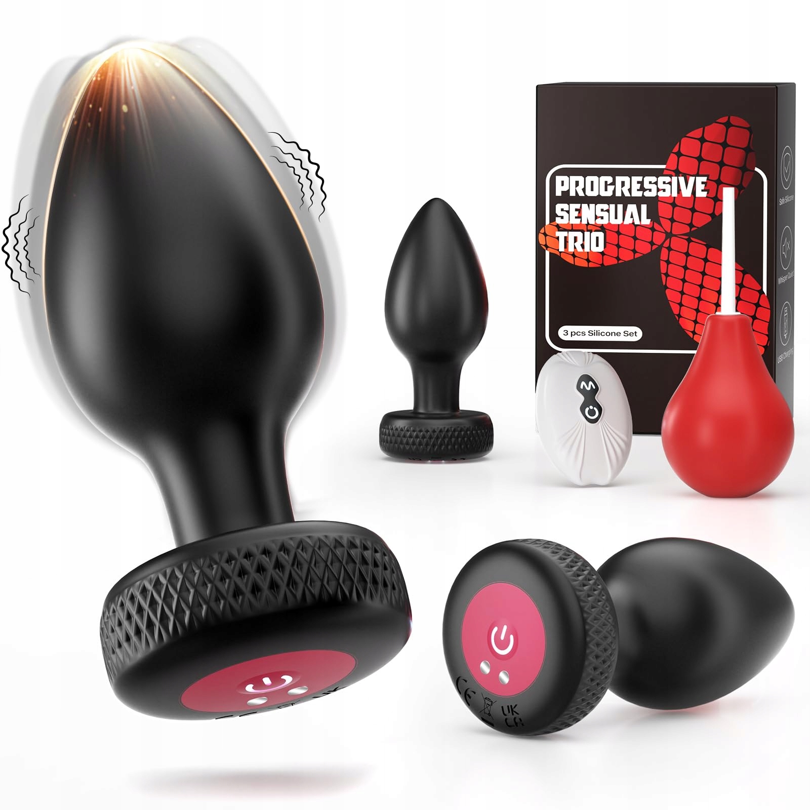 ANALPLUG Zestaw 4 Wibratory Zdalne Sterowanie Prostata Analduszka — miniatura 9