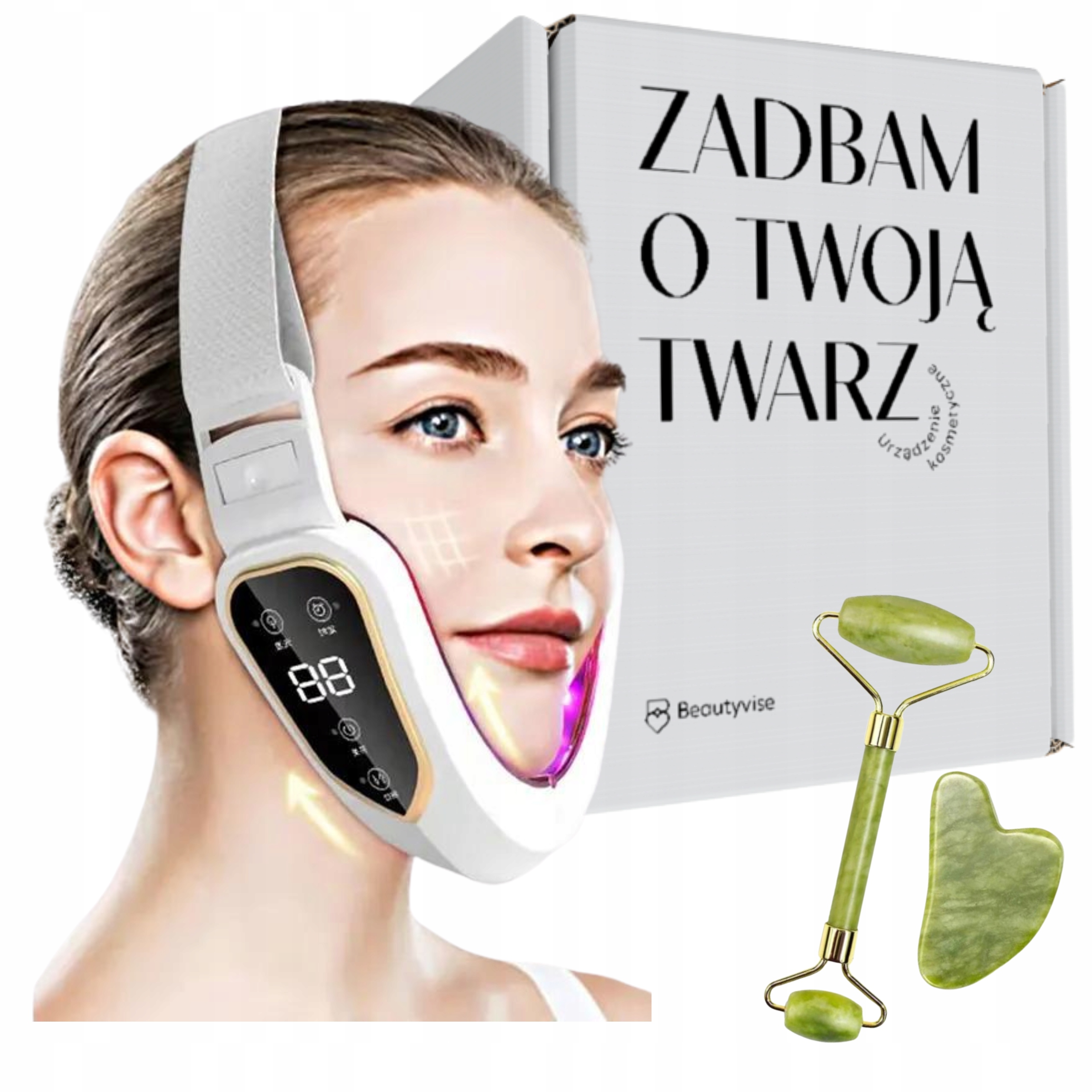 MASAŻER LIFTINGUJĄCY PODBRÓDEK BEAUTYVISE 2 W 1 TERAPIA LED + GRATISY