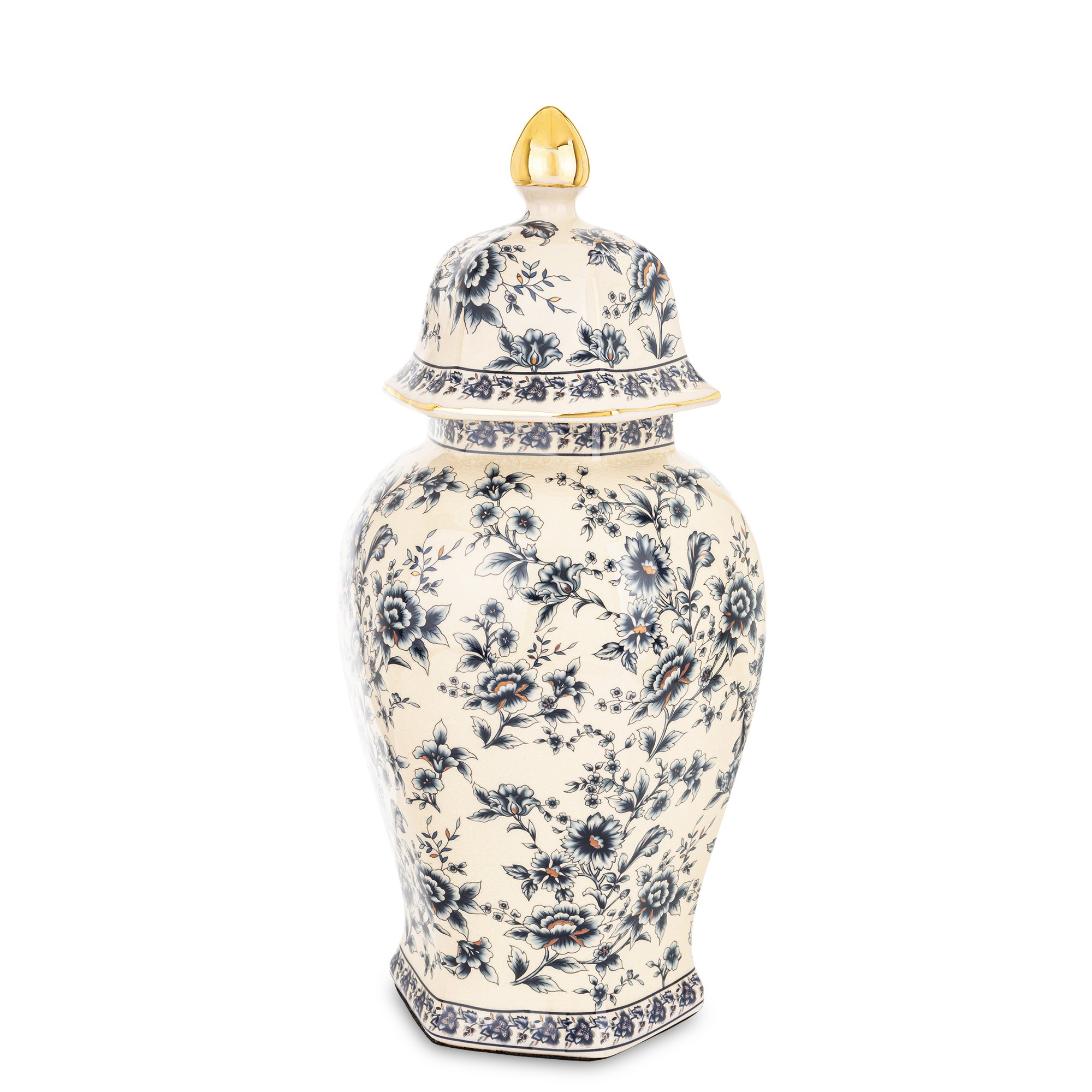 Keramická nádoba s dekorativní vázou Amfora modré květiny, obal