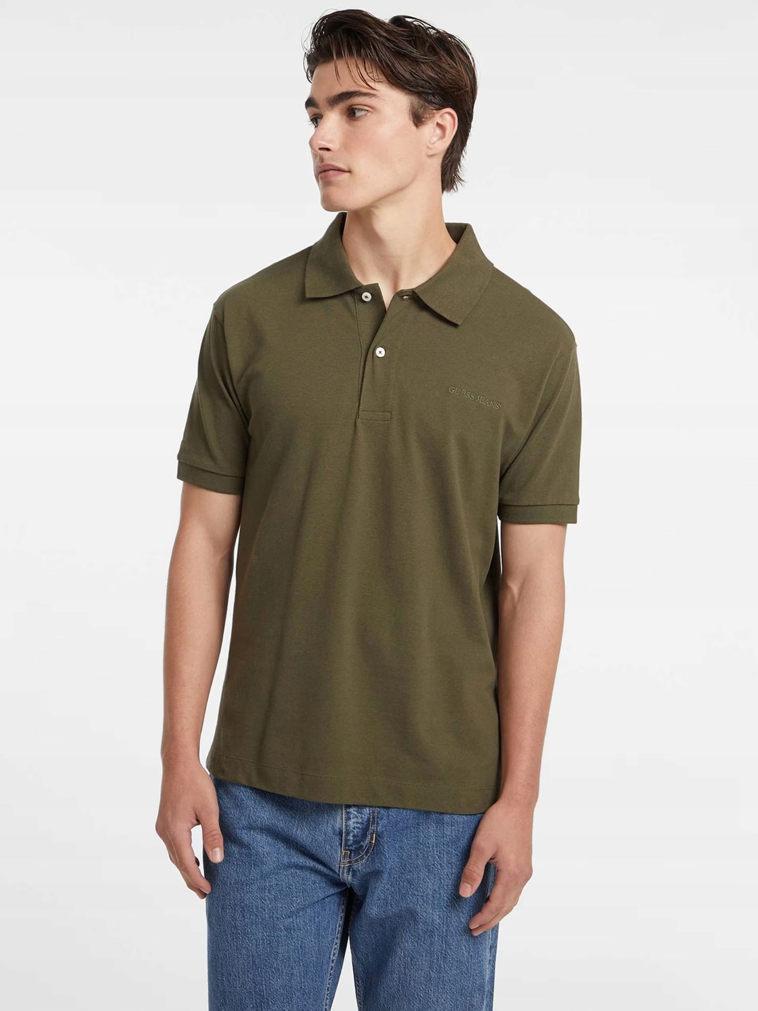 Pánská polokošile Guess Jeans M4BP29 KCJV1 olivová L