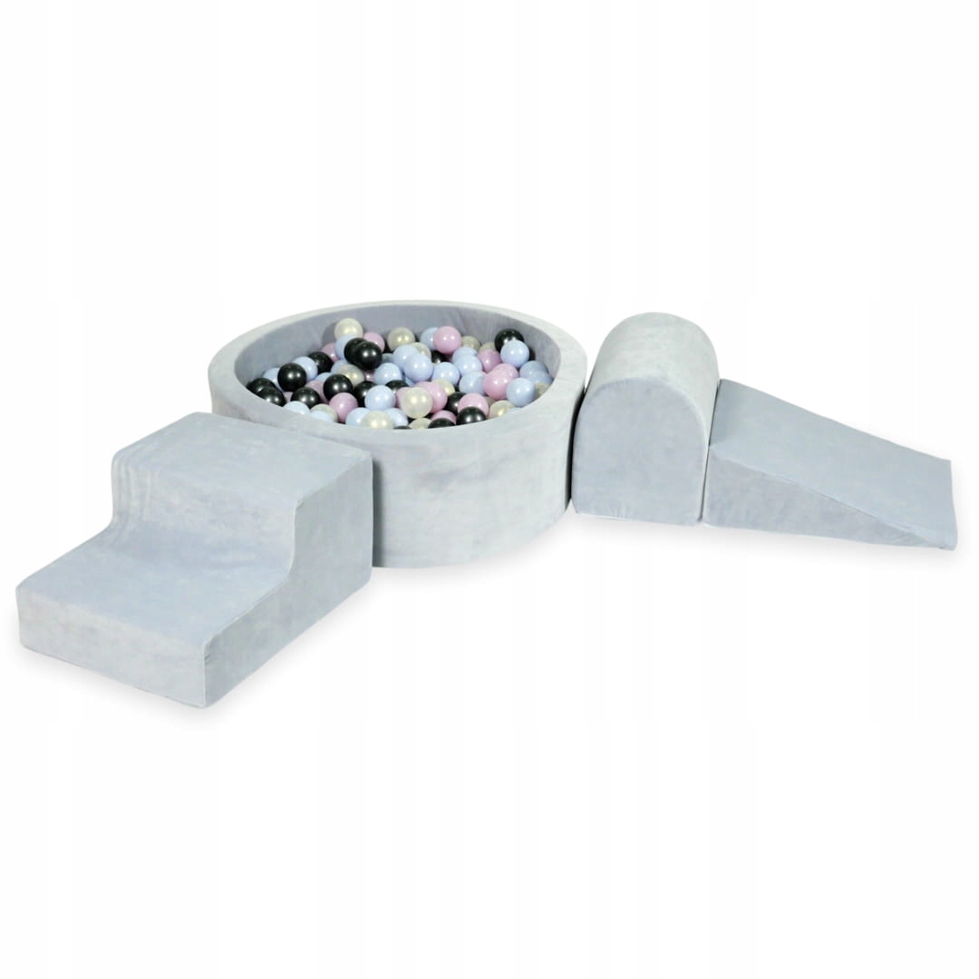 Piankowy plac zabaw z basenem okrągłym velvet soft jasnoszary
