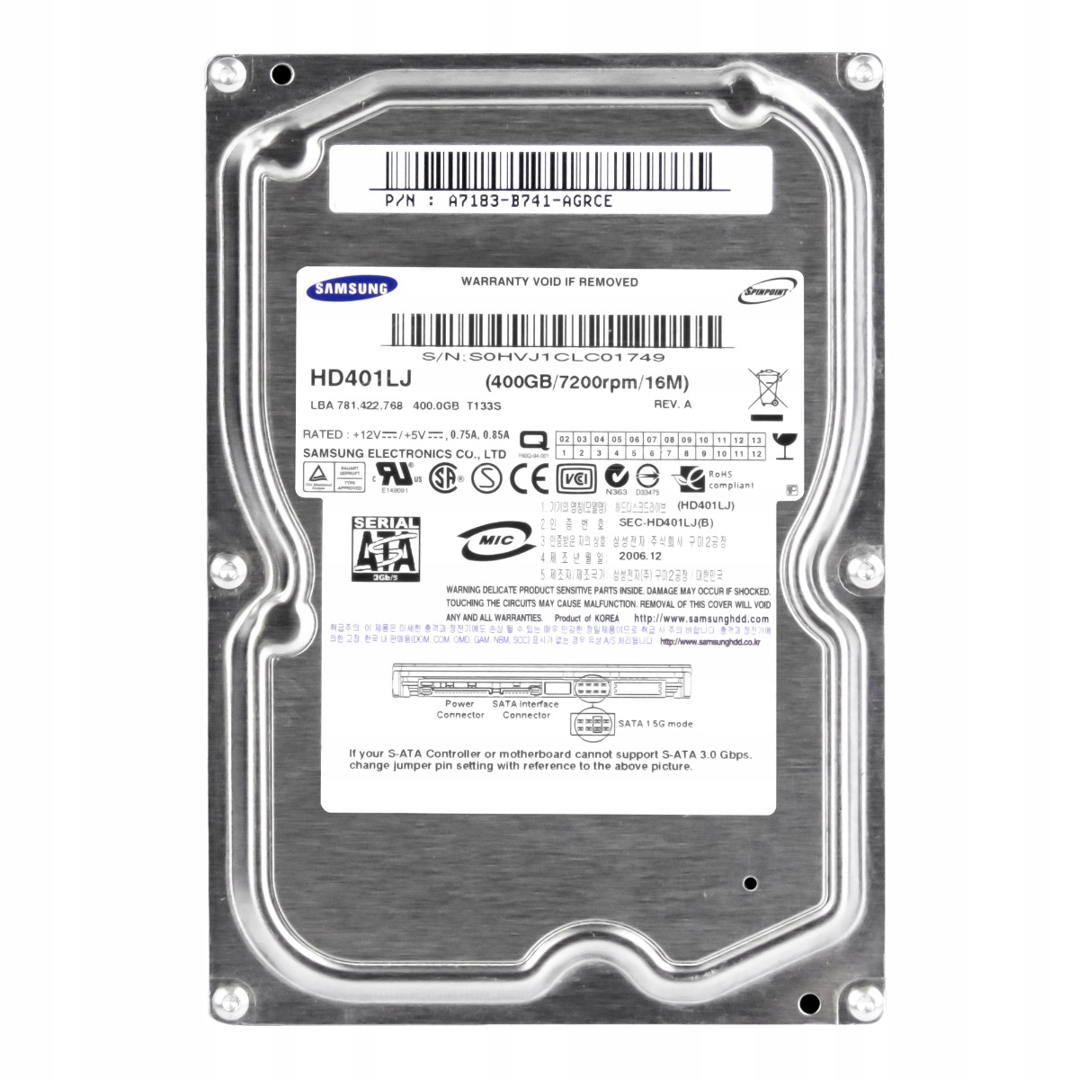 Samsung 400 Gb 7.2K 16 Mb Sata II 3.5" HD401LJ