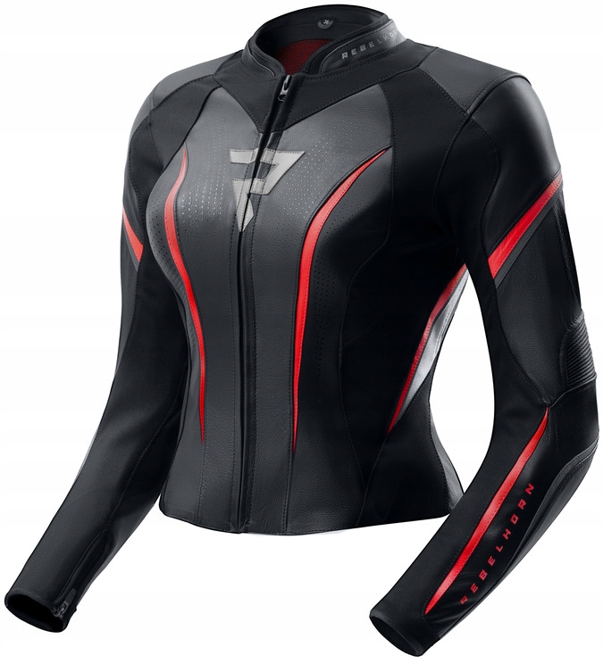 Rebelhorn Diva St Black Red White Dámska Kožená Motocyklová Bunda 42