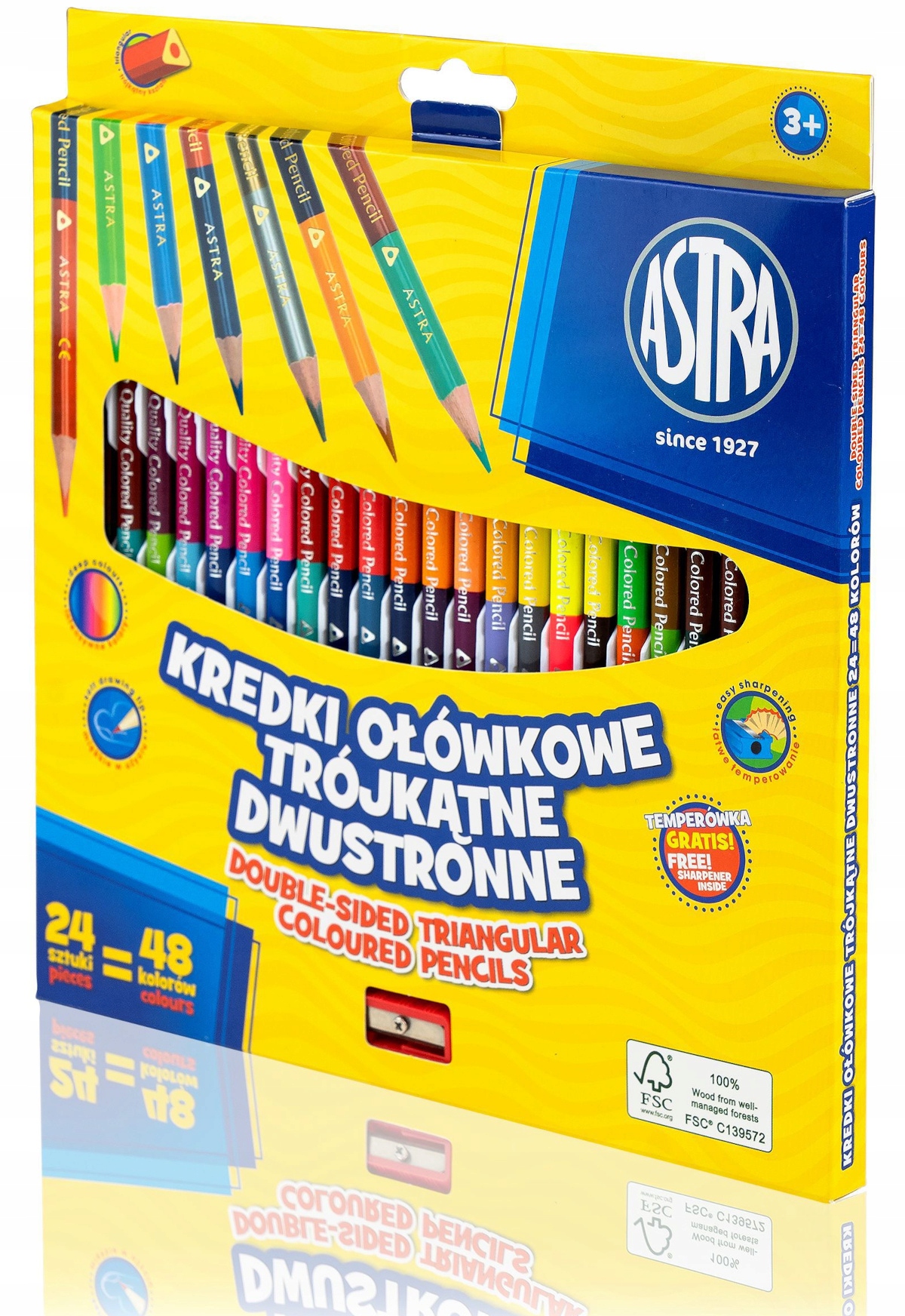 

Astra Kredki Dwustronne 24=48 kolorów temperówka