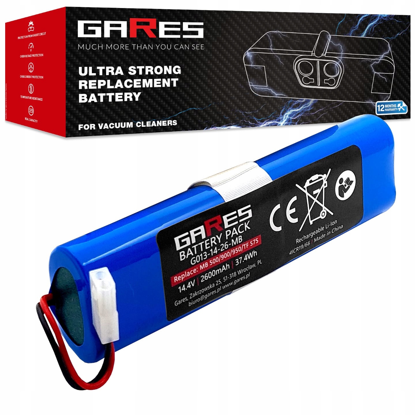 Baterie Akumulátor pro Moneual Mbot 900 14,4V 2,6Ah