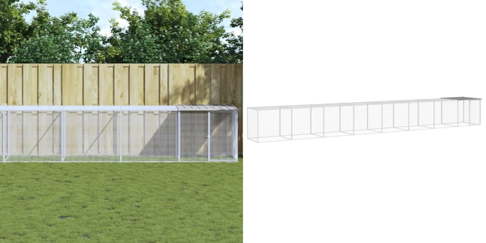 Levně Světle šedá klec pro kuřata, 803 x 98 x 90 cm, se střechou, ocel