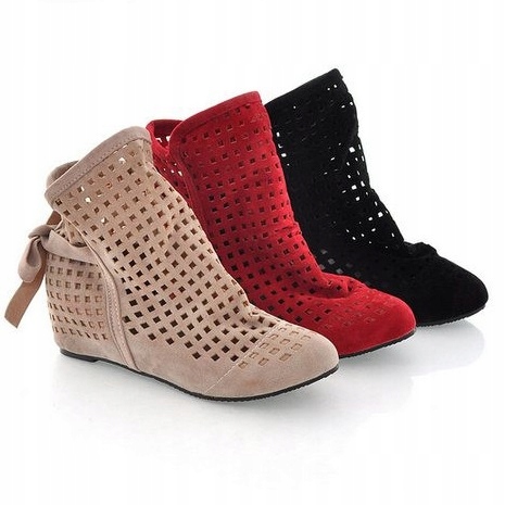 Botki GLADIATORKI Ażurowe Zamszowe Beżowe r. 38 Rozmiar 38