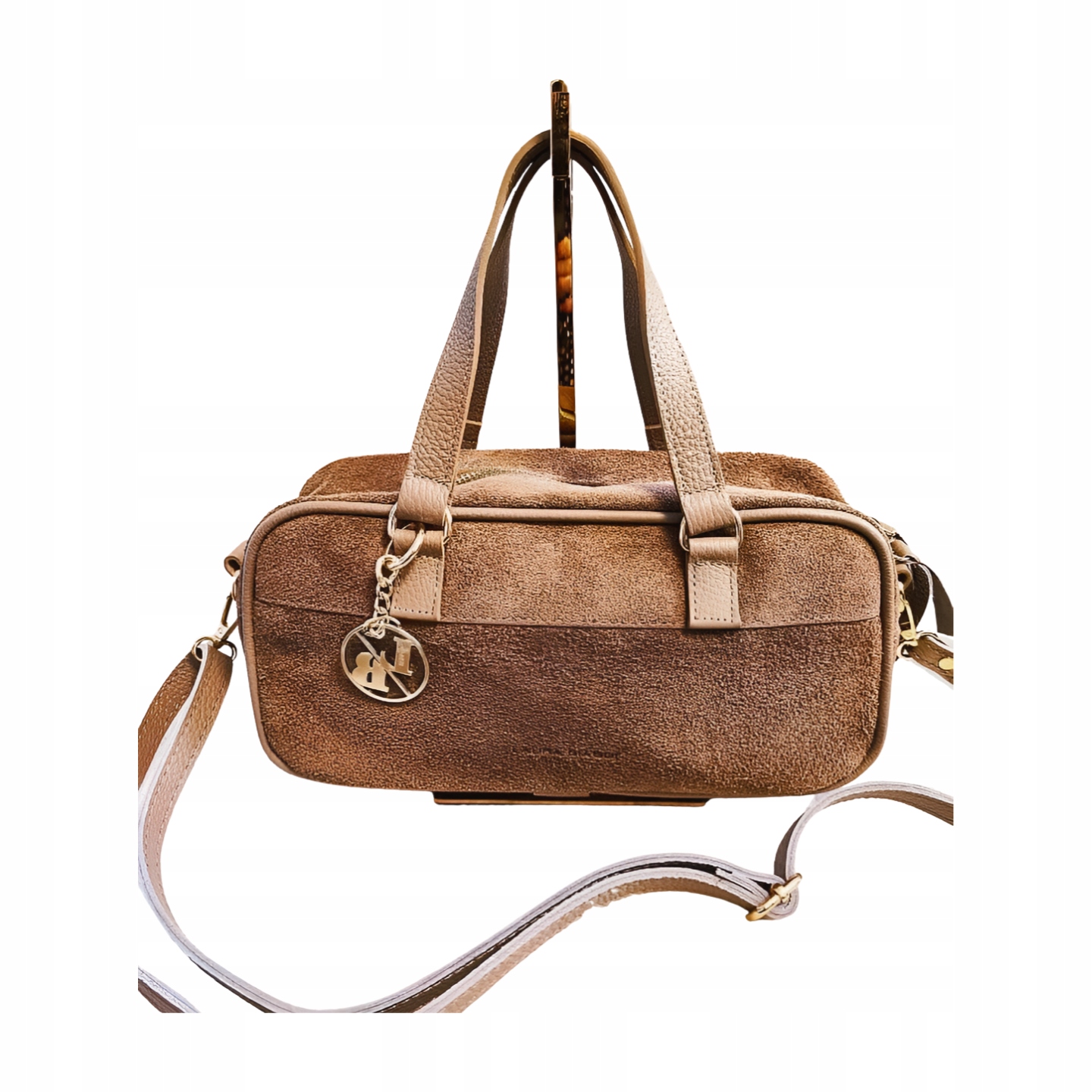 Laura Biaggi kabelka kufřík semišová taupe