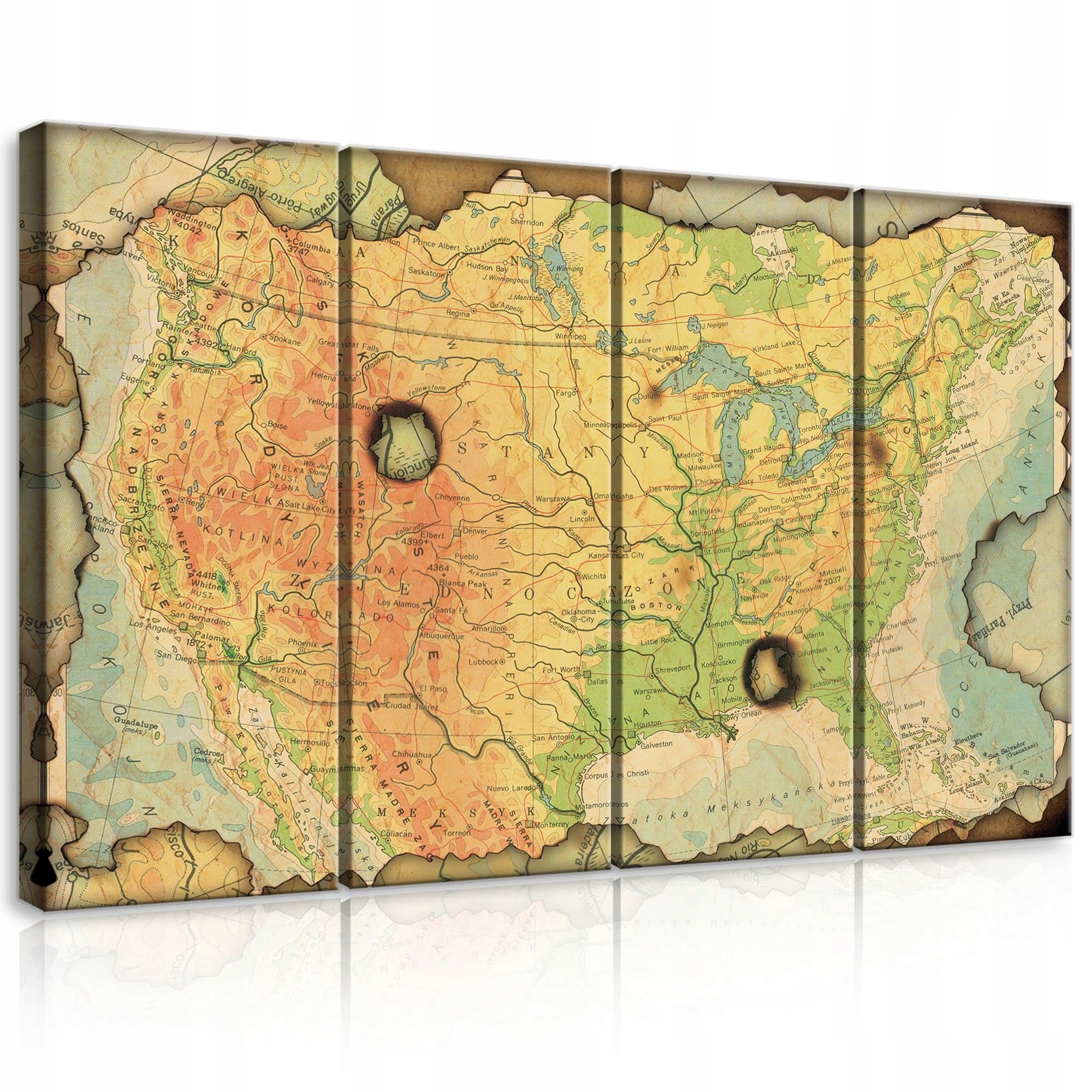 Obraz 120x80 Stará vintage retro mapa Usa cestovanie história geografia