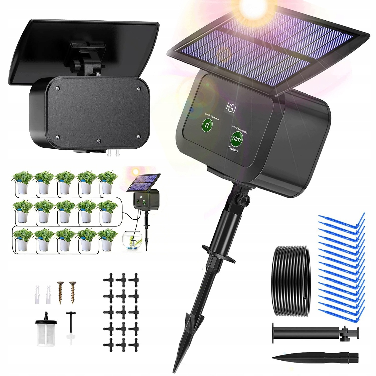 10 M Solární Zahradní Zavlažovací Systém S Automatickými Kapkami IP66 2200 mAh