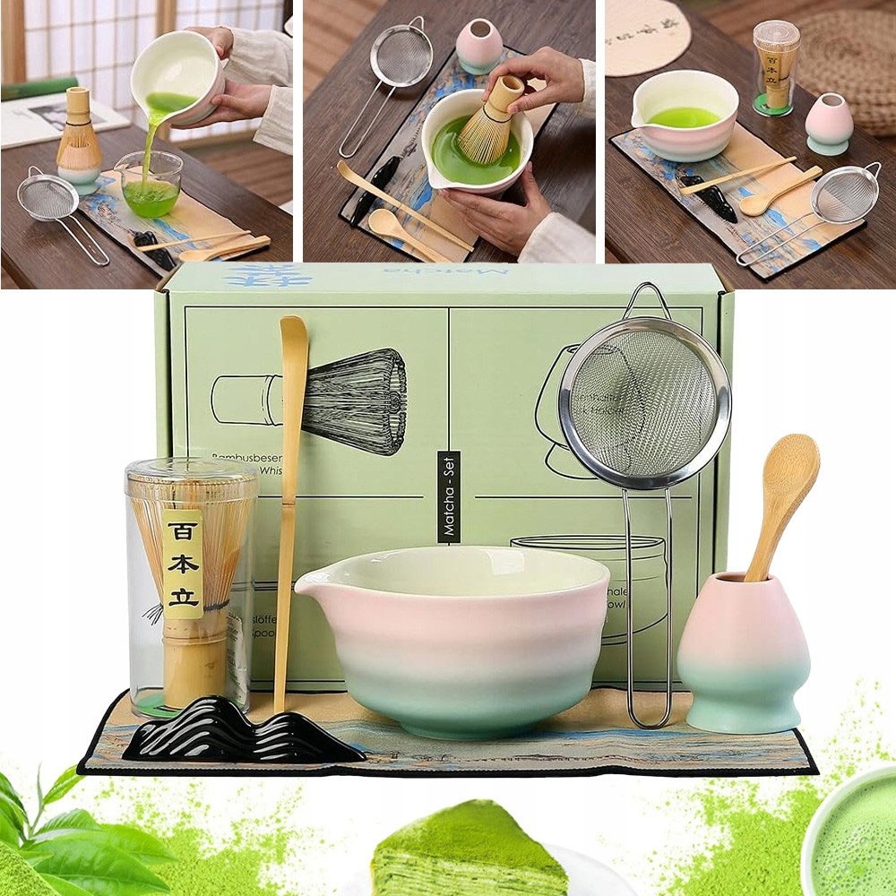 Levně Sada Na Čaj Matcha, Zabalený Dárek, 8 Kusů, Gradientní Barvy